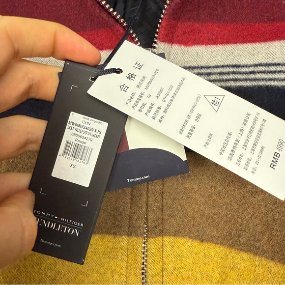 Pendleton x Tommy Hilfiger Rare Wool Blend Valley Stripe Tribal Bomber Jacket - Picture 9 of 11